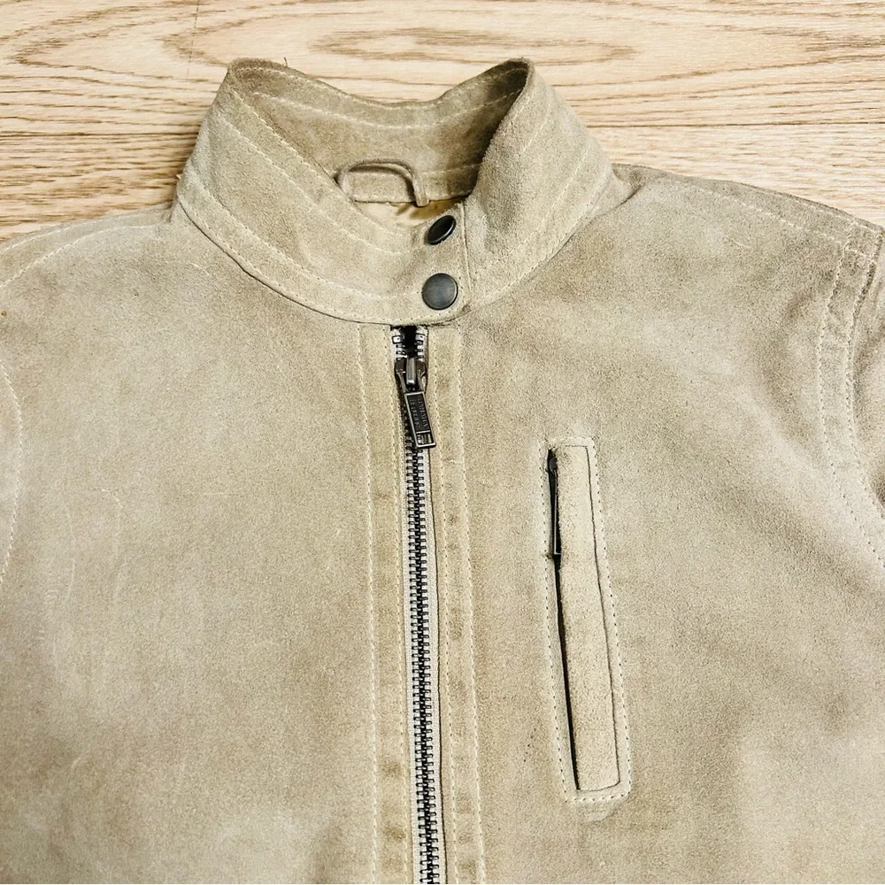 Banana Republic Cream Tan Suede Leather Moto Jacket | Size PXS | - Picture 16 of 16